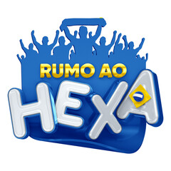 Logo 3d azul Rumo ao Hexa brasil © Wagner France Design