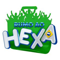 Logo 3d verde Rumo ao Hexa brasil © Wagner France Design