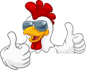 Chicken Rooster Cockerel Bird Sunglasses Cartoon