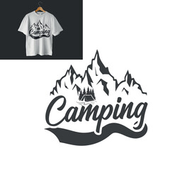 typography custom camping t shirt design