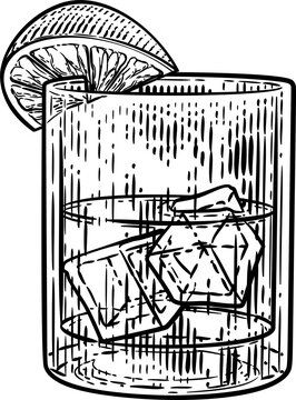 recommend clip art: Cocktail Drink in Glass with Ice and Lemon or Lime