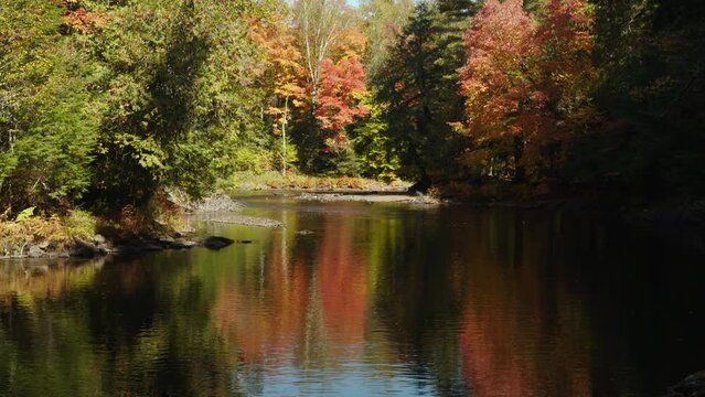 Ragged Falls Provincial Park and The Oxtongue River During Autumn in Canada