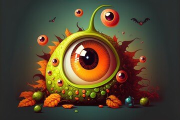 Funny Halloween Greeting Card Monster Eyes. 2D Illustrated Illustration Eps 10