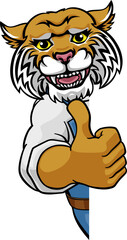 Wildcat Construction Cartoon Mascot Handyman