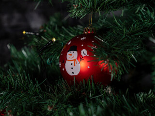 Christmas tree and decoration. Background of Christmas and New Year holidays.