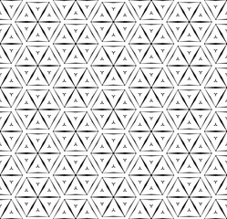 Seamless Geometric Hexagons and Triangles Pattern. Black and White Texture.