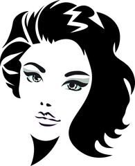 Icon hair, girls face, template for the logo
