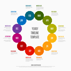 Full year timeline template made from circles