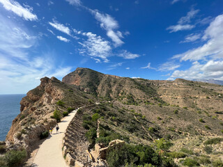 People hiking around the viewpoint of Faro del Albir