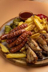 hunting sausages in a restaurant. 