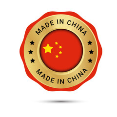 Made in China. China flags vector icons