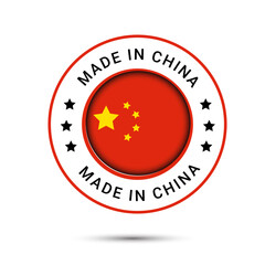 Made in China. China flags vector icons