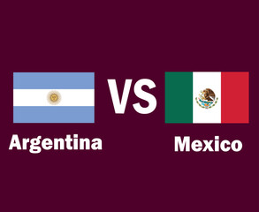 Argentina And Mexico Flag Emblem With Names Symbol Design North America And Latin America football Final Vector North American And Latin American Countries Football Teams Illustration