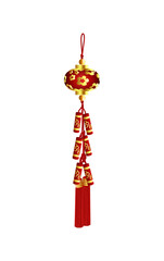 Chinese red lantern with golden elements, Asian chandelier, oriental mood, chinese national piece of furniture