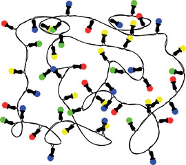 Merry Xmas Lights Seamless Colorful Garland Vector