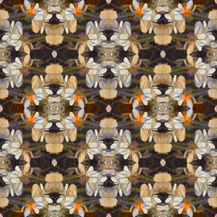 Wildflower rustic damask seamless pattern. Geometric antique floral for vintage decorative wallpaper. Cottagecore fashion repeat tile.