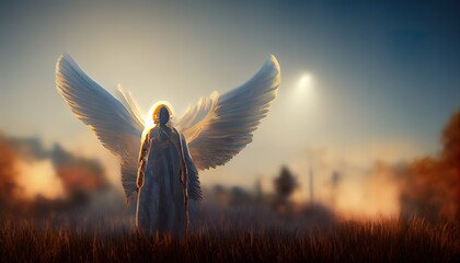 illustration of a guardian angel on earth