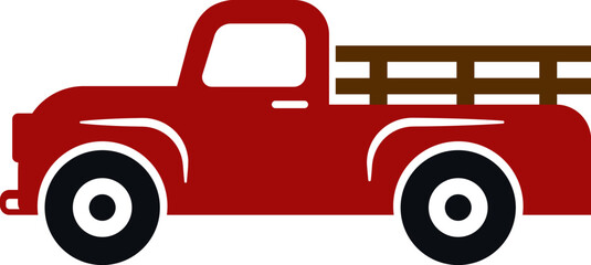 Old red vintage truck isolated illustration