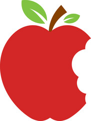 Red apple with bite marks illustration