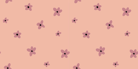 Spring flowers pattern on beige background. Vector illustration
