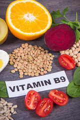 Healthy food as source natural folic acid and vitamins or minerals