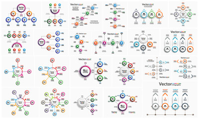 Big collection of  vector business infographic  with options, steps or processes. Can be used for workflow layout, diagram, number options, web design  