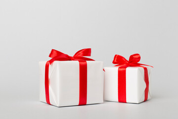 Gift box on color background