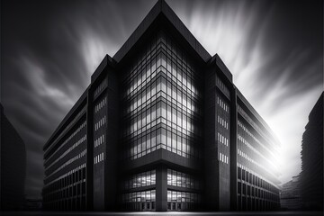 Low Angle Grayscale Shot Of A Business Building