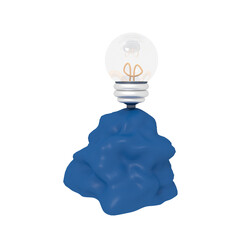 3d illustration of light bulb success on mountain
