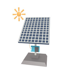 3d illustration of solar panel and sun