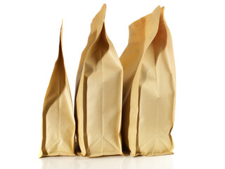 Different size paper bags isolated on white Background