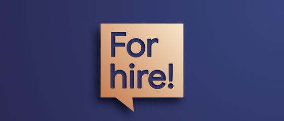 For hire rubber stamp emblem talk on dark blue background business recruitment job hiring banner concept