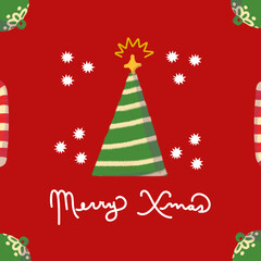 Card de feliz navidad con ilustraci&oacute;n de &aacute;rbol de navidad