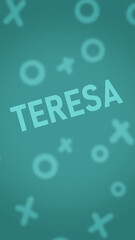 Teal Phone Wallpaper with Doodles and the name Teresa