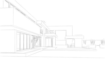 Fototapeta premium architectural sketch of a house