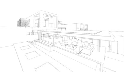 architectural sketch of a house