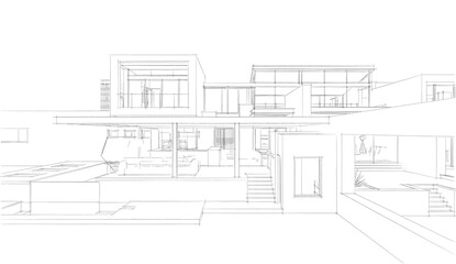 architectural sketch of a house