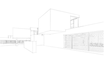 architectural sketch of a house