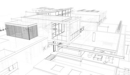 architectural sketch of a house