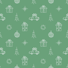 Seamless christmas tree pattern. christmas tree ornament. Doodle illustration with christmas tree
