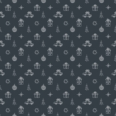 Seamless christmas tree pattern. christmas tree ornament. Doodle illustration with christmas tree