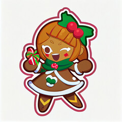 Naklejka premium cute gingerbread cookie christmas