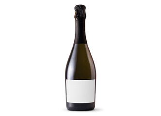 Prosecco bottle with blank label on white background. Easily apply your custom design on the label.