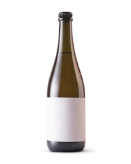 Homemade Wine bottle with crown cap with blank label on white background. Easily apply your custom design on the label.