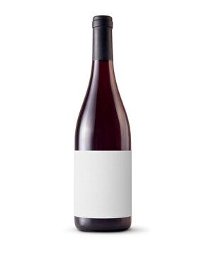 Red wine bottle with blank label on white background. Easily apply your custom design on the label.