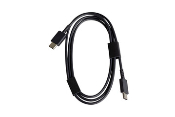 USB type c cable isolated on white background.