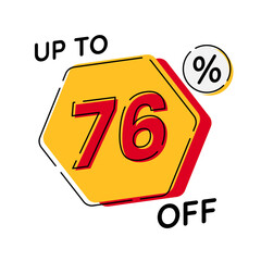 Vector of discount up to 76%, suitable for advertising content