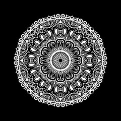 Mandala design template with black background