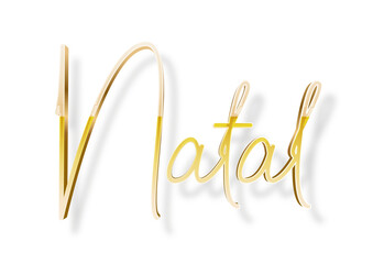 Obraz premium Natal dourado estilo 3d para campanhas de fim de ano e composições desejando feliz natal fundo transparente.