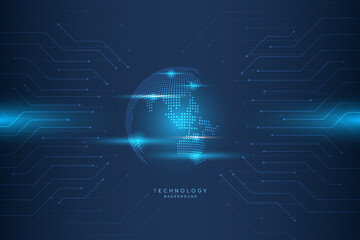 Hi-tech digital technology futuristic circuit digital. Abstract futuristic. artificial intelligence. Modern futuristic. Global, world network connection technology background. vector illustration.